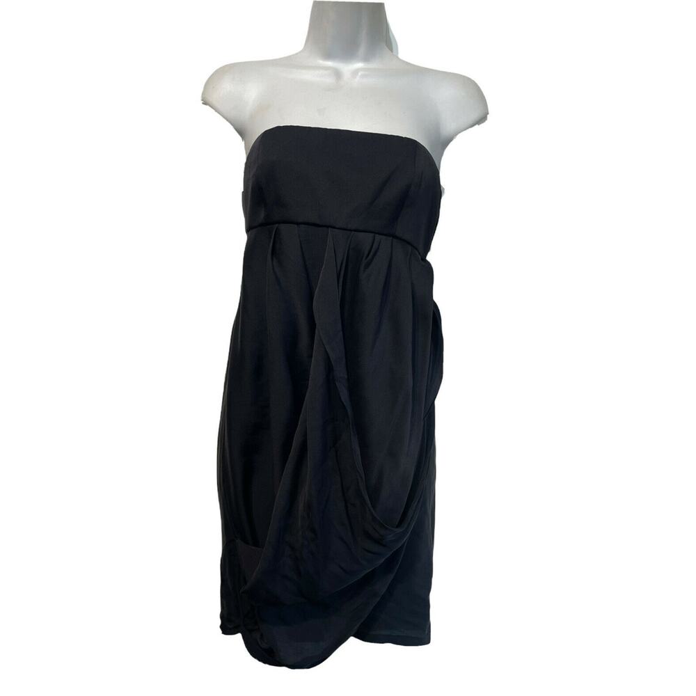 alice olivia black sleeveless silk Zip Cut Out Back bodycon dress Size XS